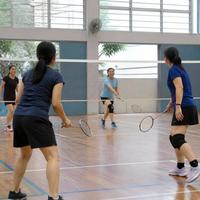 Illustration: women playing badminton