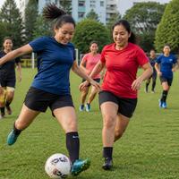 Illustration: women playing football on a field